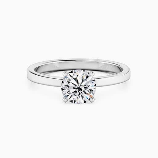 Round Brilliant Cut Engagement Ring With A Flat Plain Band