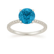 Lab Grown Swiss Blue Topaz Engagement Rings
