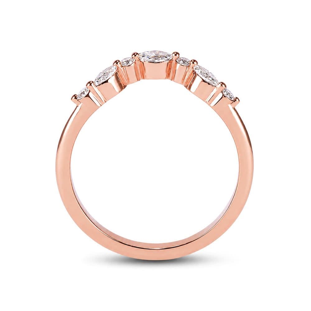 Marquise and round curve diamond ring