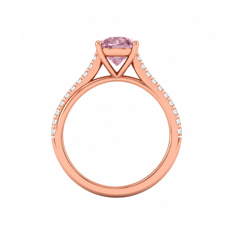 Pink Lab Round Cut Diamond Engagement Ring On A Twisted Band