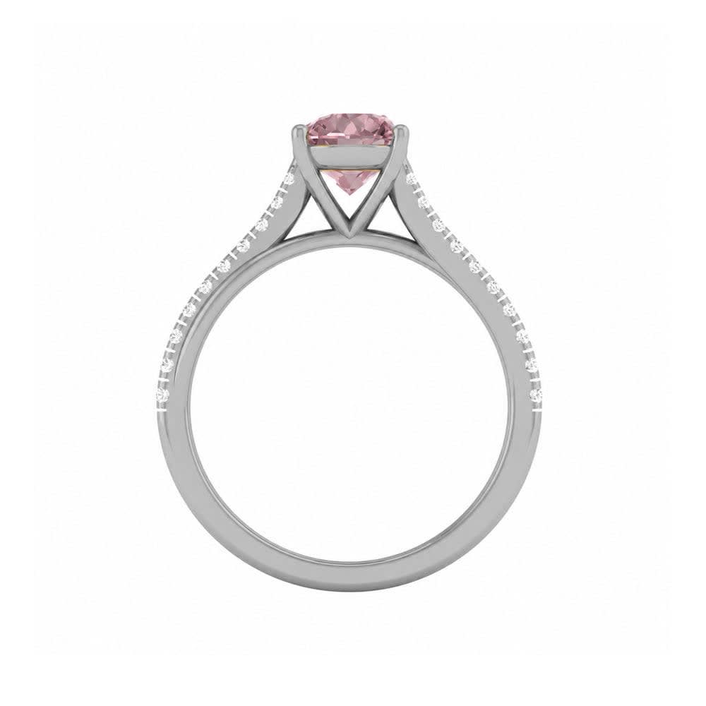 Pink Lab Round Cut Diamond Engagement Ring On A Twisted Band