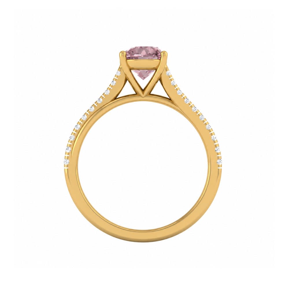 Pink Lab Round Cut Diamond Engagement Ring On A Twisted Band