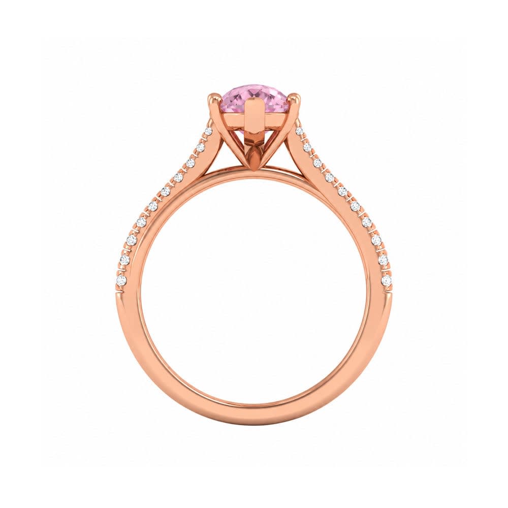 Pink Lab Pear Cut Diamond Engagement Ring On A Twisted Band