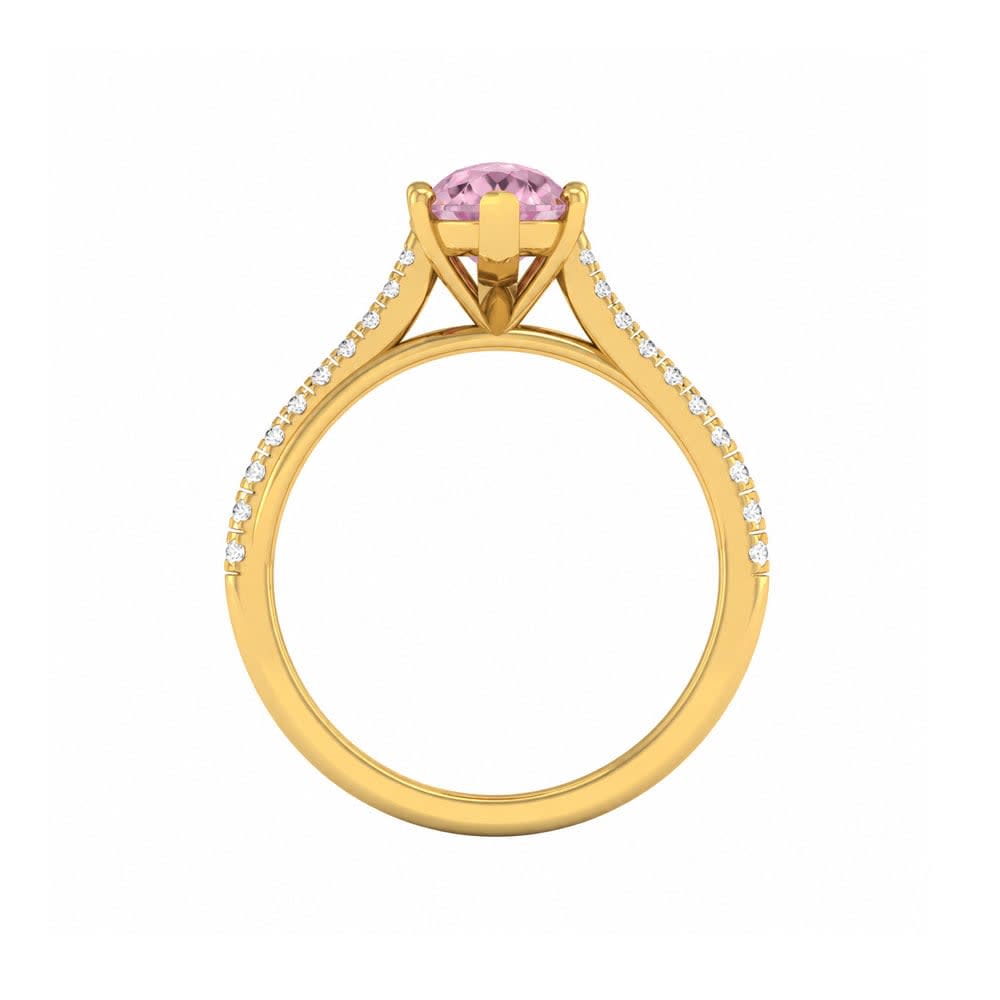 Pink Lab Pear Cut Diamond Engagement Ring On A Twisted Band