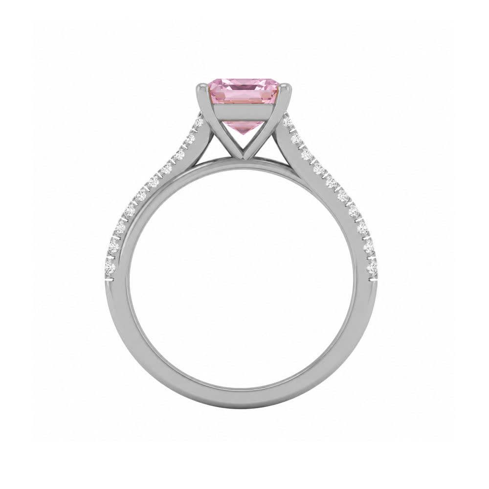 Pink Lab Asscher Cut Diamond Engagement Ring On A Twisted Band