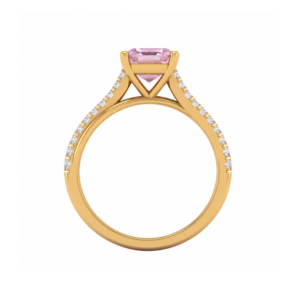 Pink Lab Asscher Cut Diamond Engagement Ring On A Twisted Band