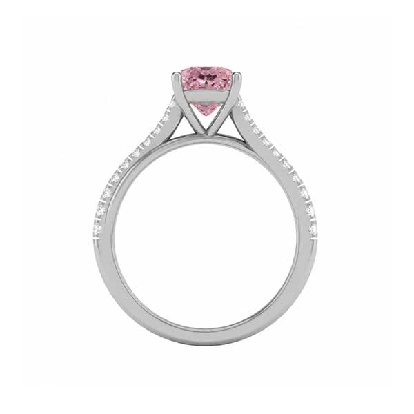 Pink Lab Emerald Cut Diamond Engagement Ring On A Twisted Band