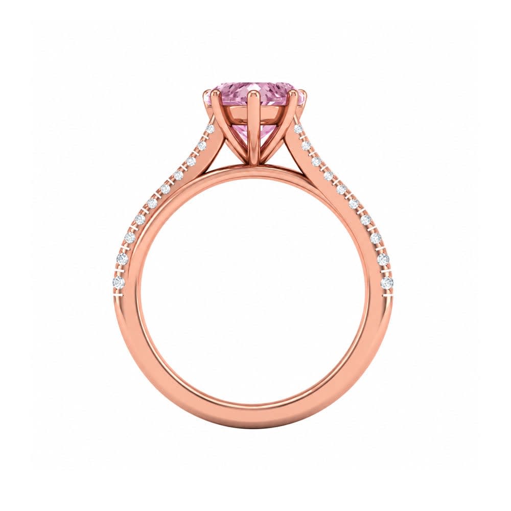 Pink Lab Heart Cut Diamond Engagement Ring On A Twisted Band