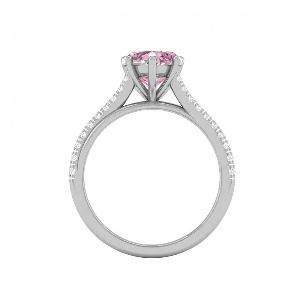 Pink Lab Heart Cut Diamond Engagement Ring On A Twisted Band