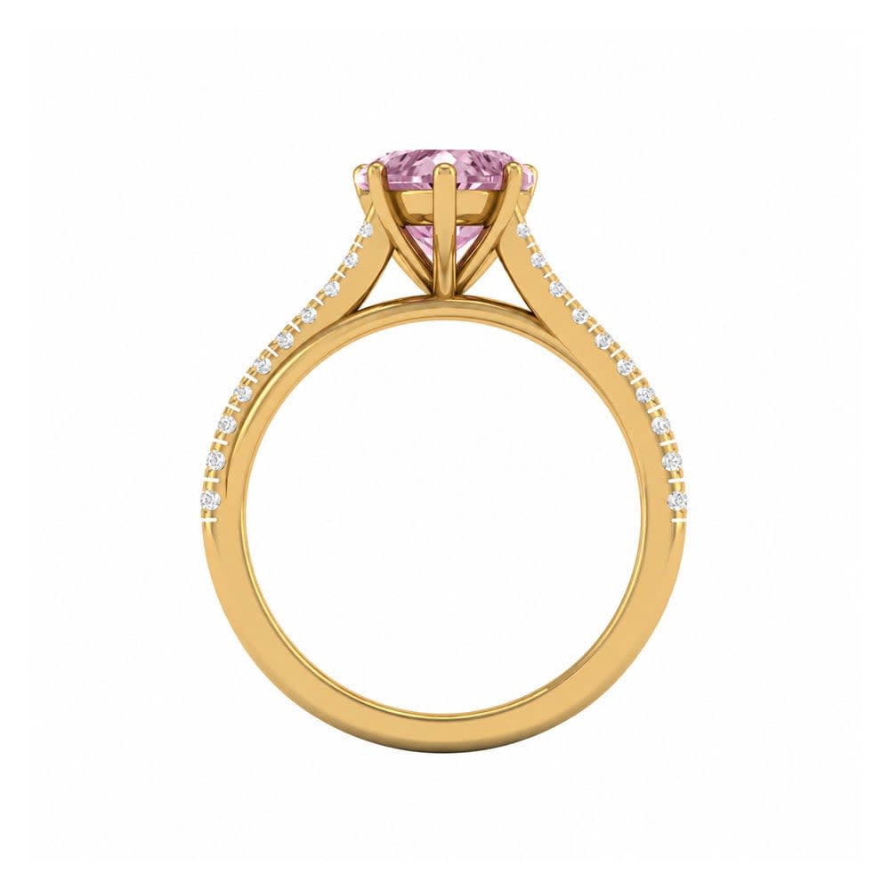 Pink Lab Heart Cut Diamond Engagement Ring On A Twisted Band