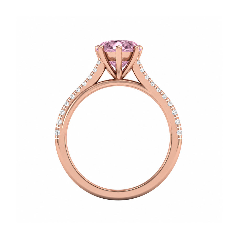 Pink Lab Marquise Cut Diamond Engagement Ring On A Twisted Band