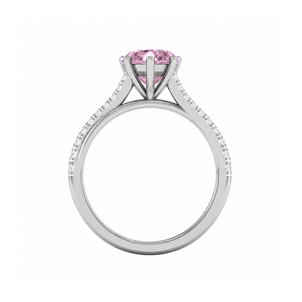 Pink Lab Marquise Cut Diamond Engagement Ring On A Twisted Band
