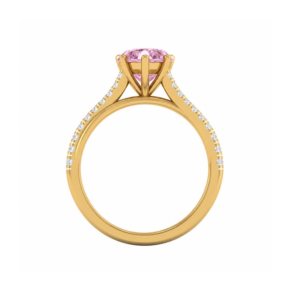 Pink Lab Marquise Cut Diamond Engagement Ring On A Twisted Band
