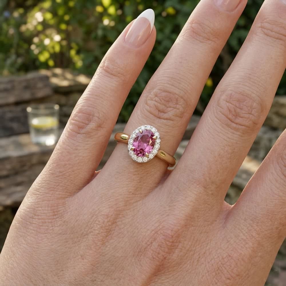 Petite rub diamond halo ring