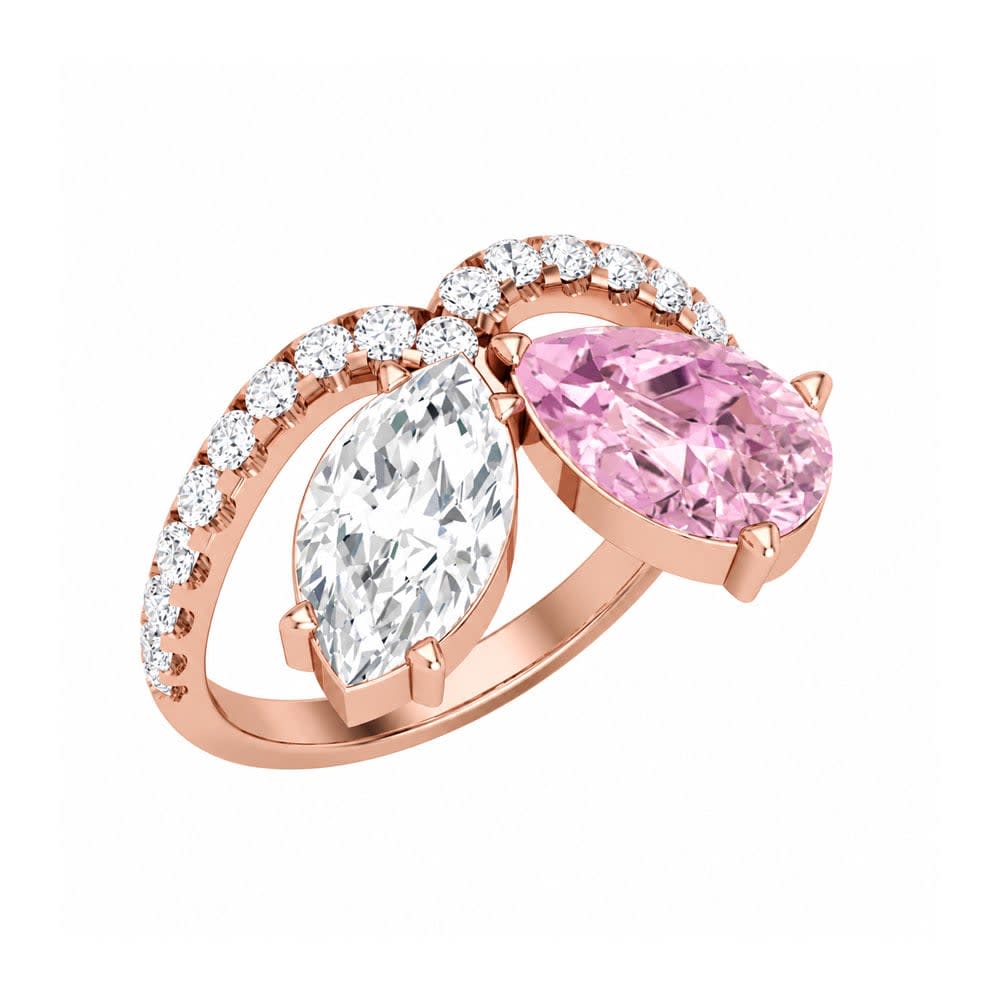 Lab Pink and white Diamond Dress ring
