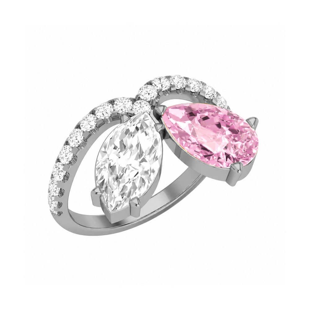 Lab Pink and white Diamond Dress ring