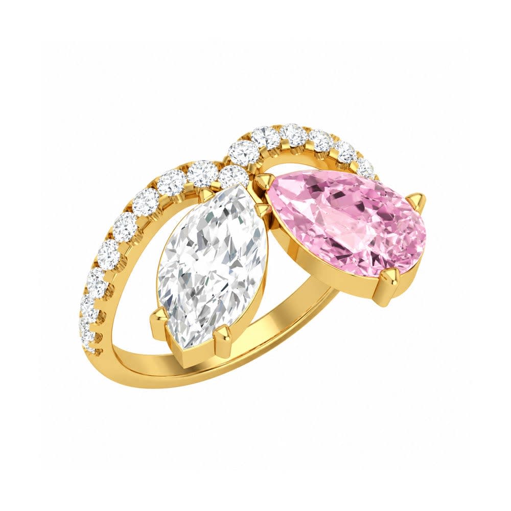 Lab Pink and white Diamond Dress ring