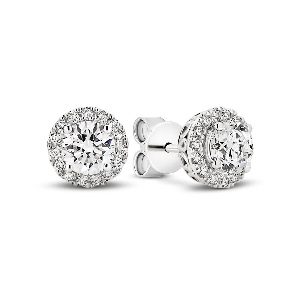 Lab 1 Carat Each With Halo Diamond