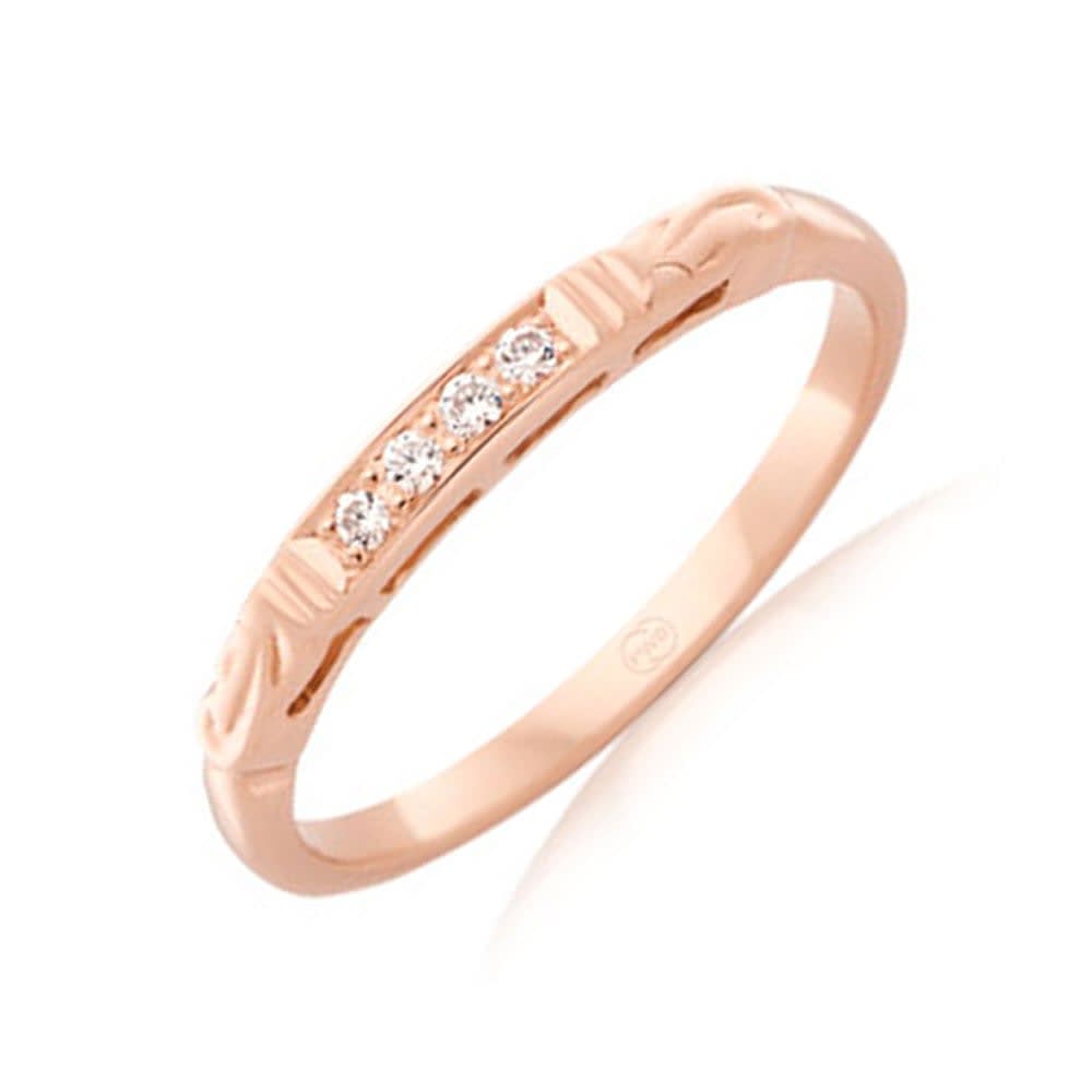 Carved Diamond Wedding ring in Rosegold