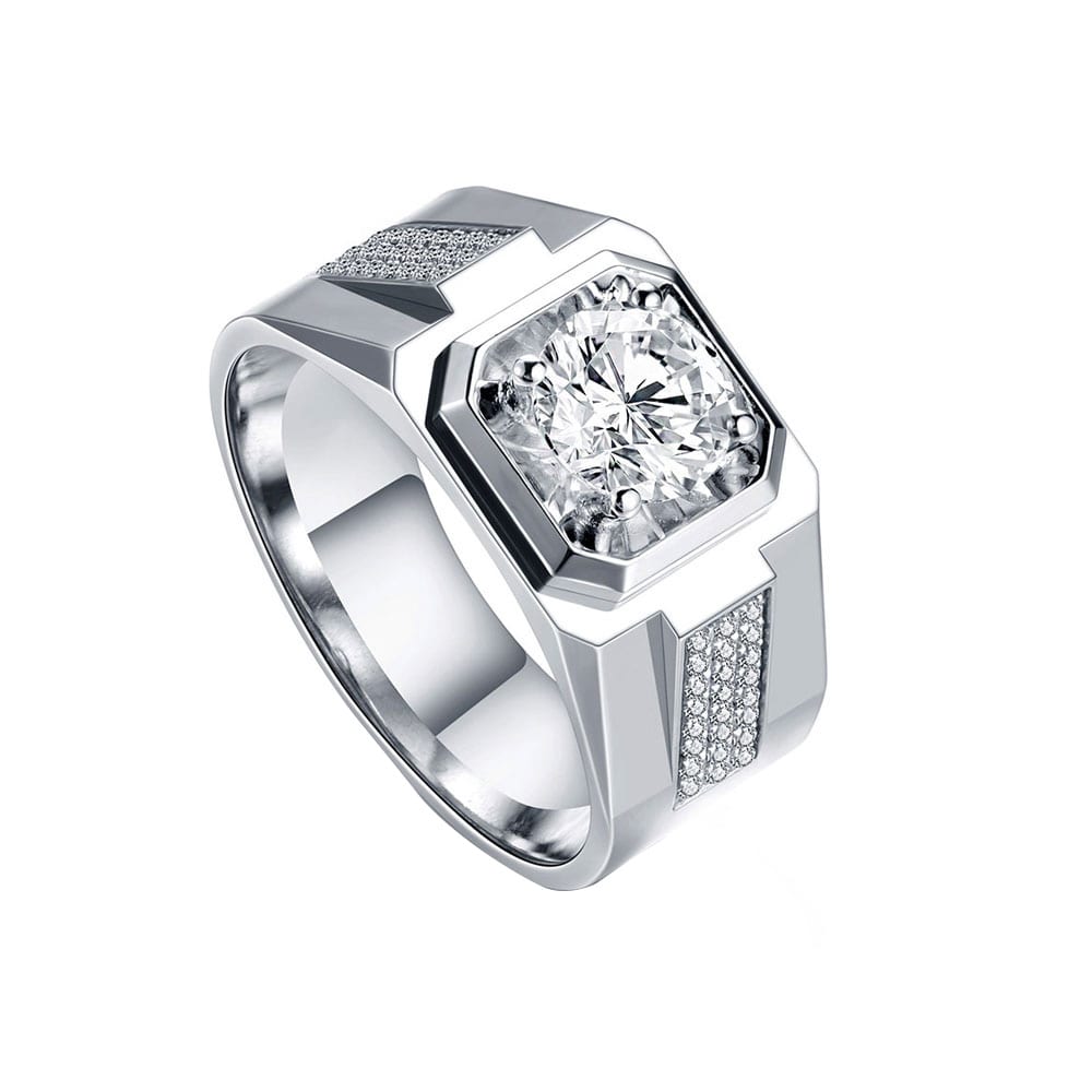 Mens Round Diamond Wedding Band