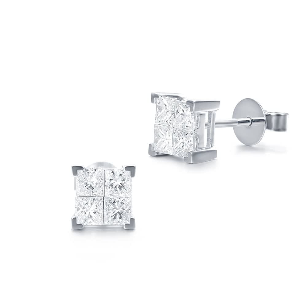 Princess cut diamond studs