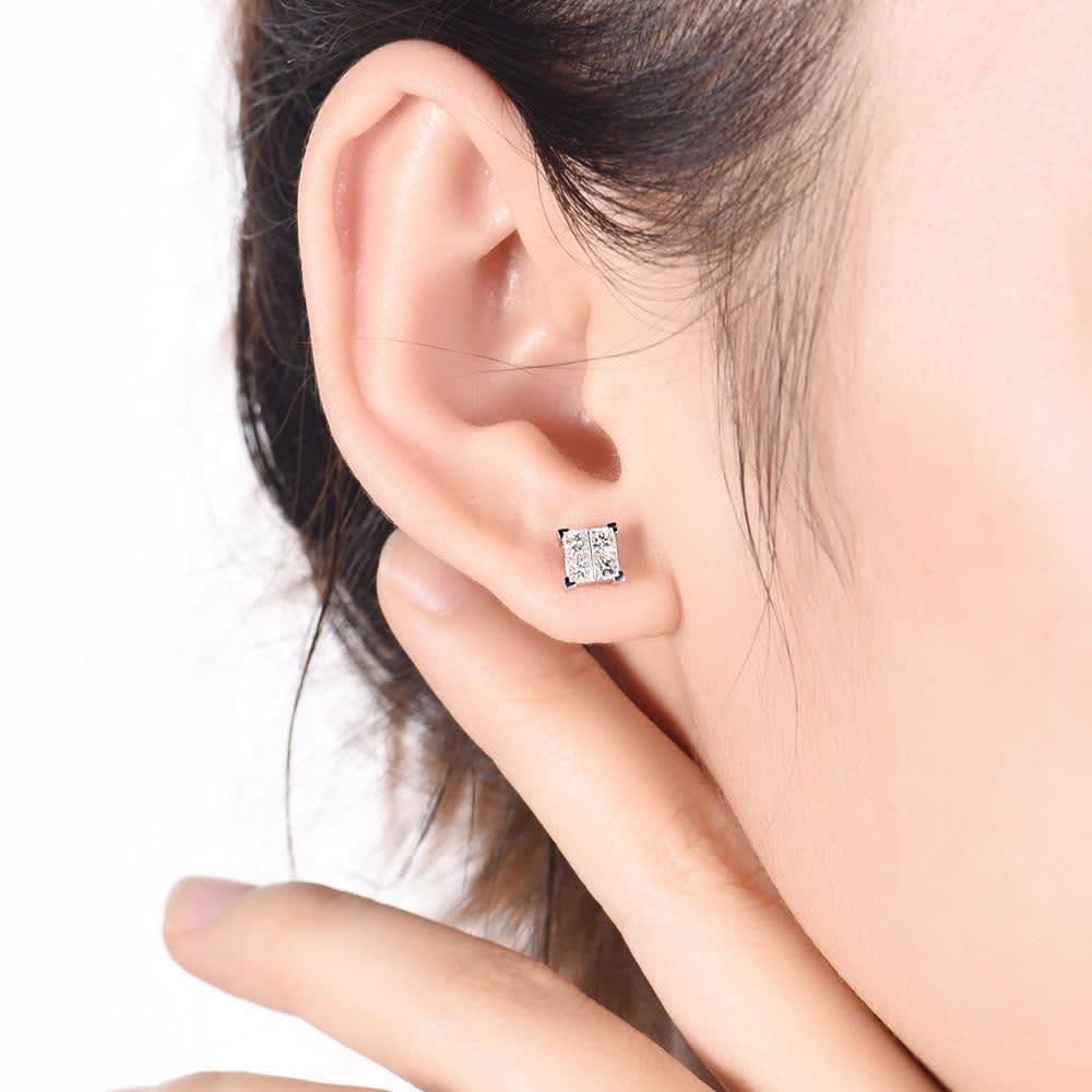 Princess cut diamond studs