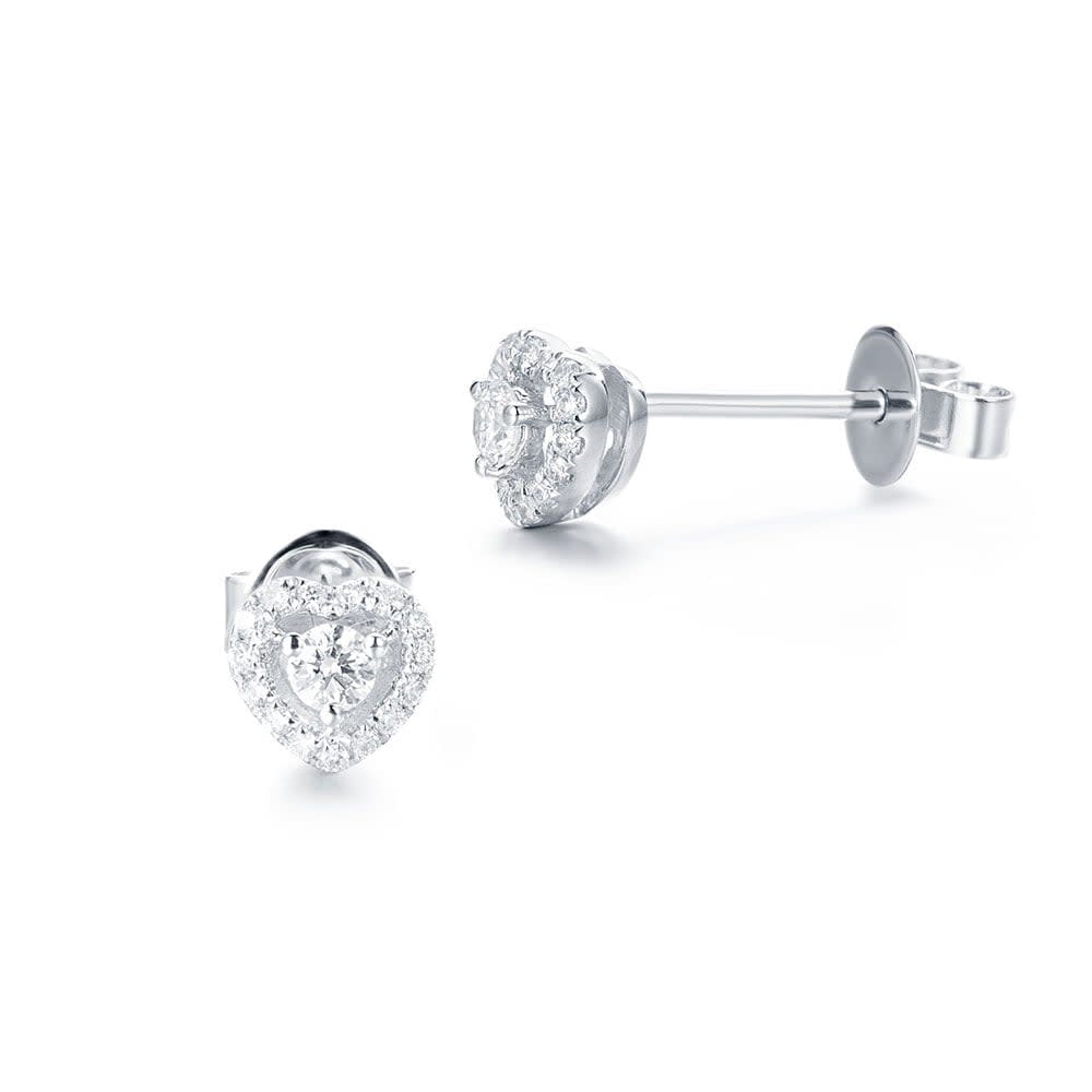 Heart Studs With Diamonds