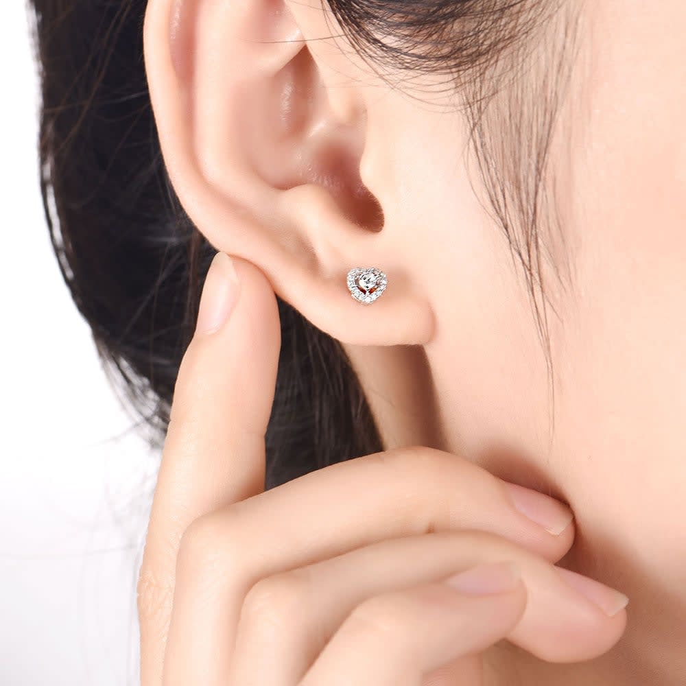 Heart Studs With Diamonds