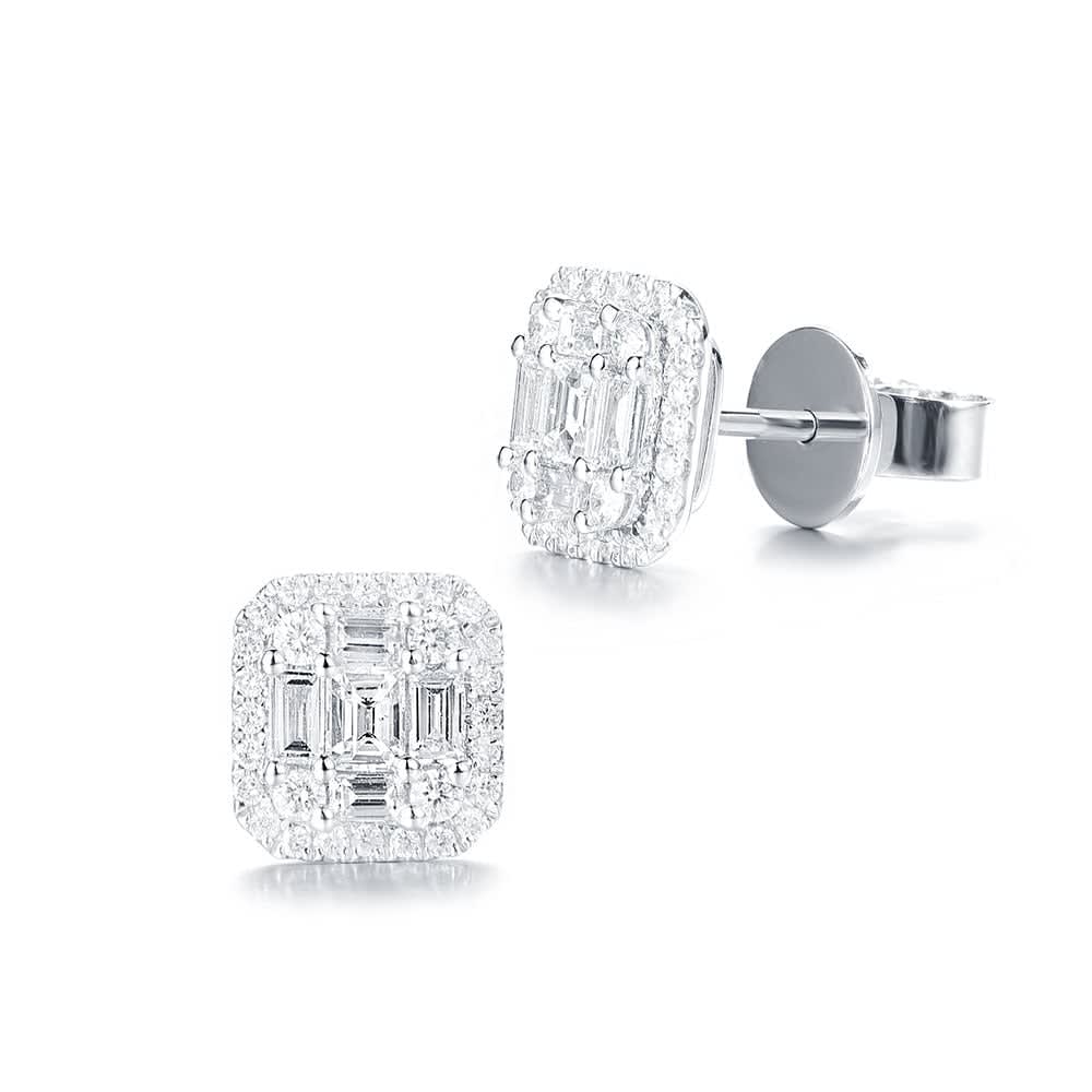 Emerald Shape diamond Studs