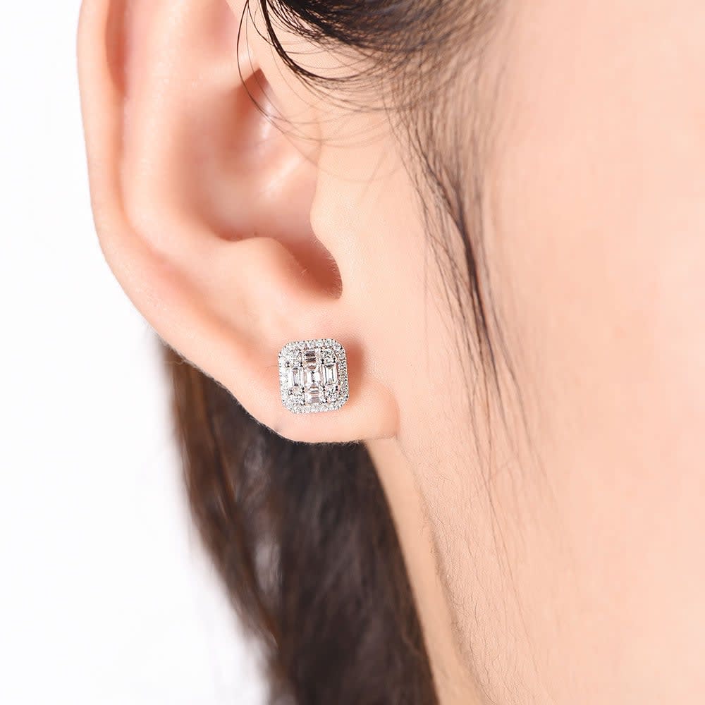 Emerald Shape diamond Studs