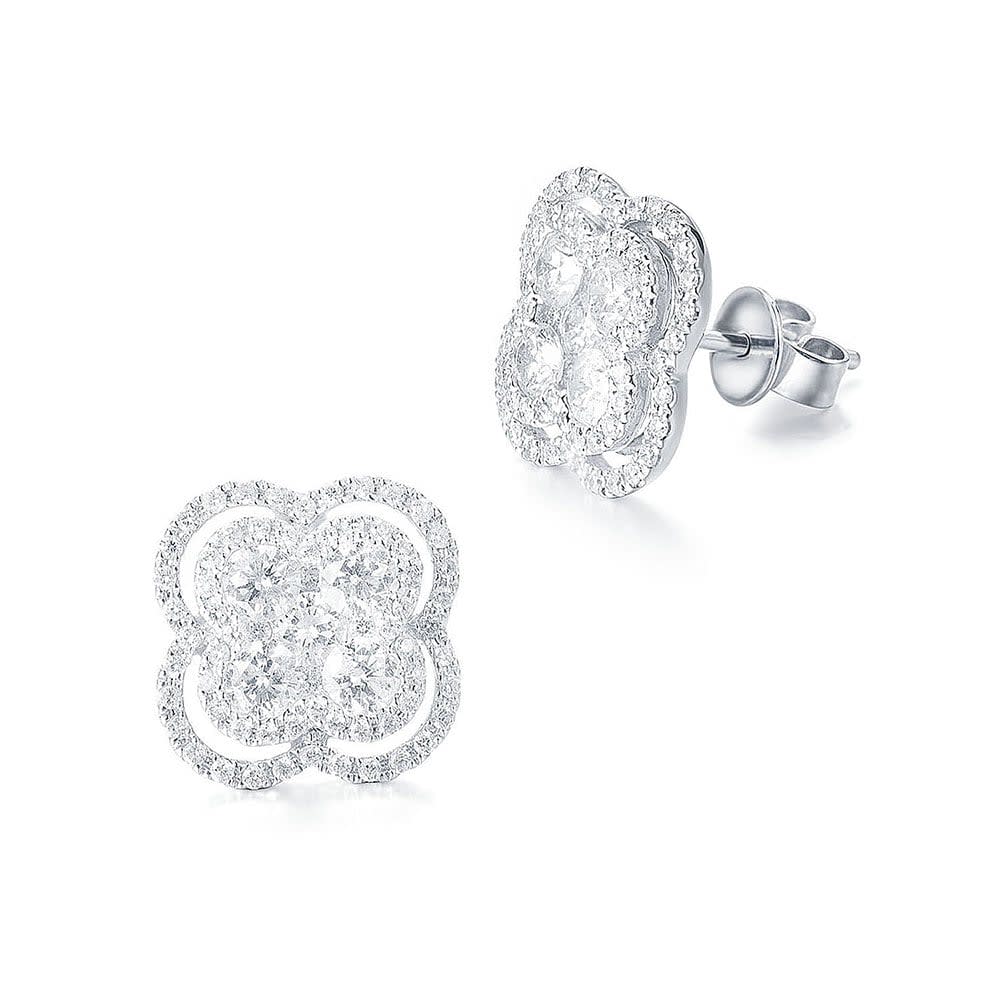 Diamond Clover Studs