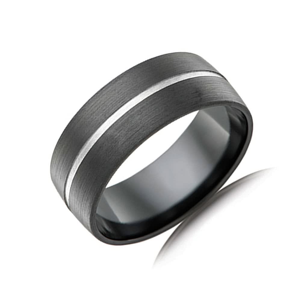 Zirconium Grooved Mens ring B4446