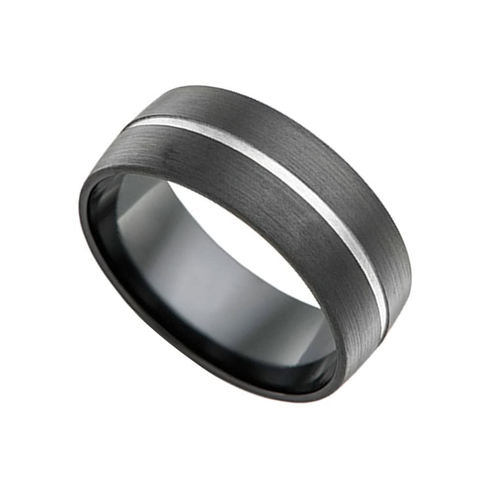 Zirconium Grooved Mens ring B4446