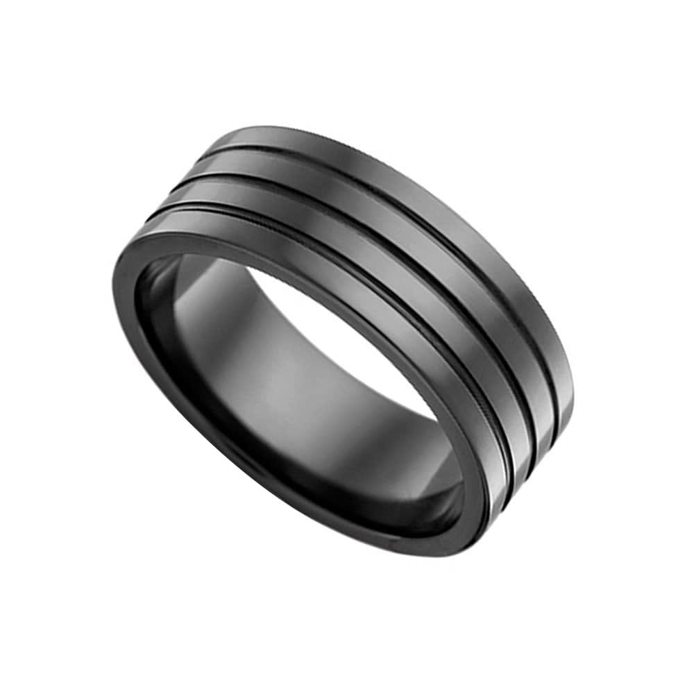 Zirconium Grooved Wedding ring F4436