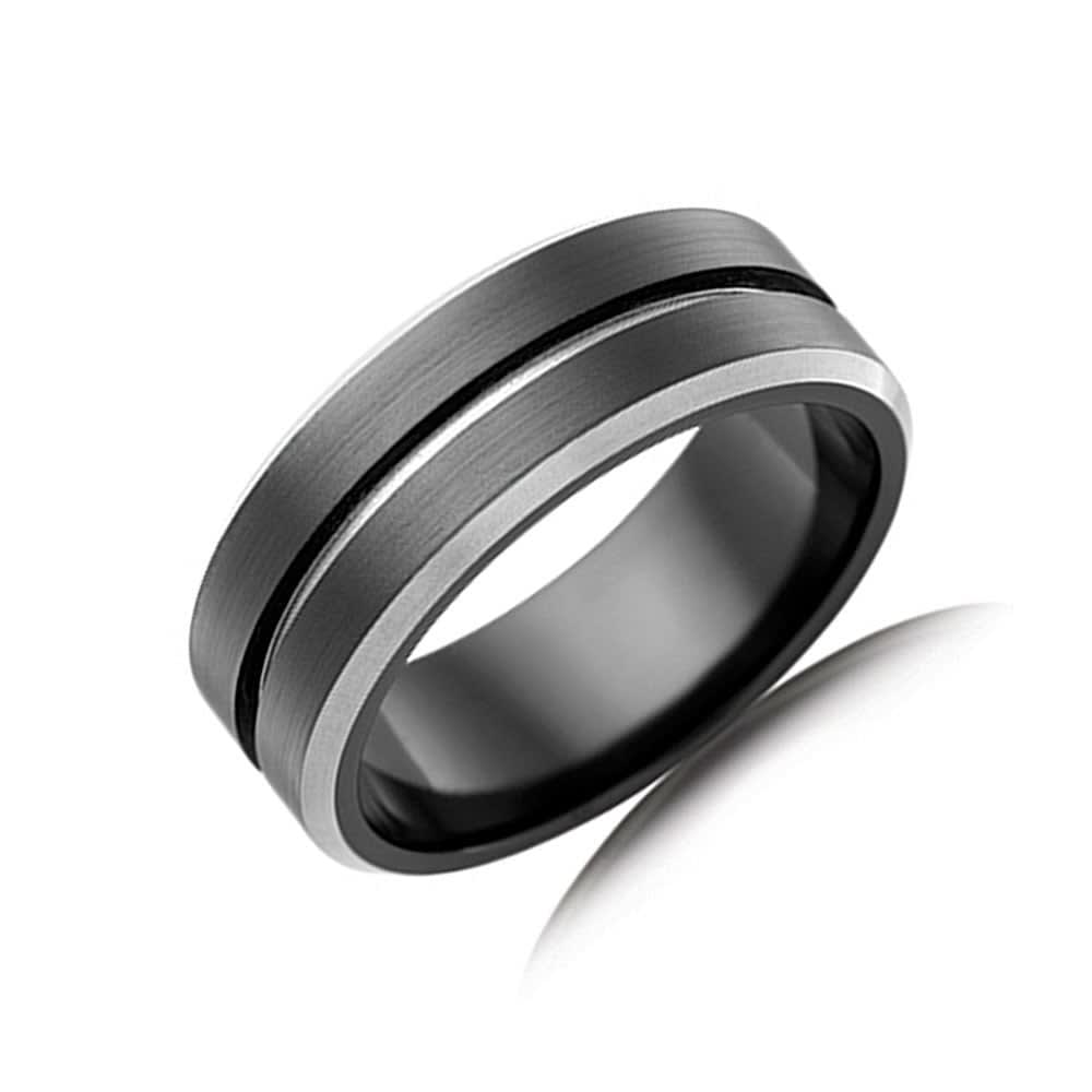 Grooved Zirconium Mens Ring FB4438