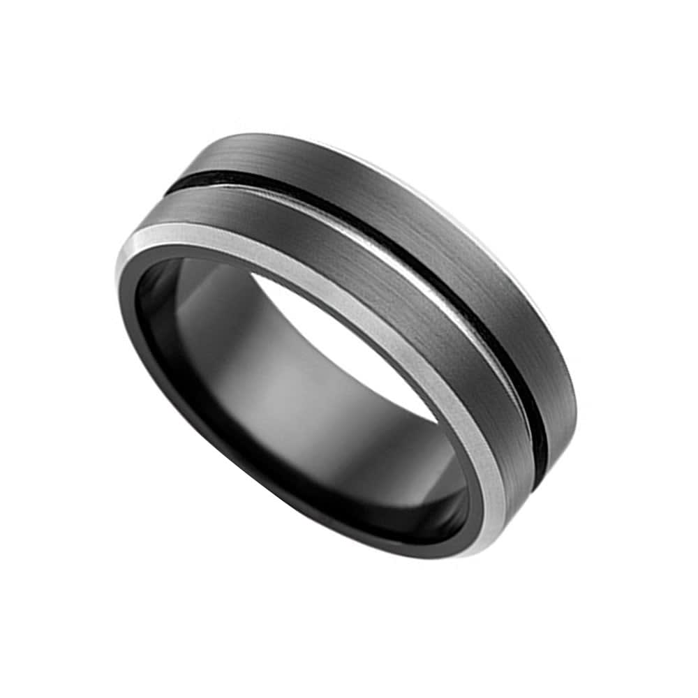 Grooved Zirconium Mens Ring FB4438