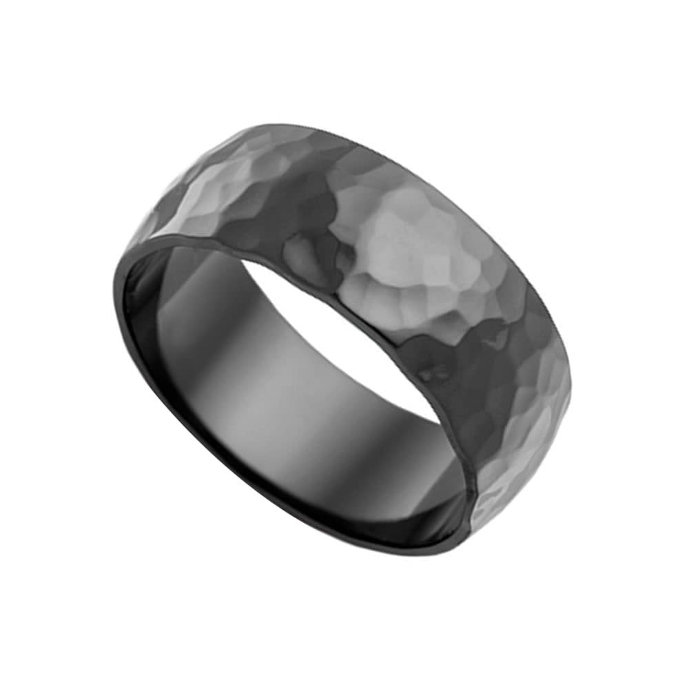 Hammered Finish Zirconium Wedding Band