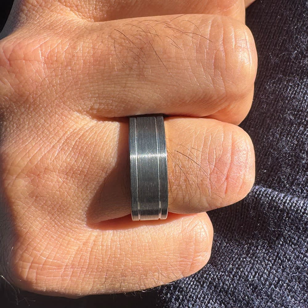 Two tone Zirconium mens ring ZR4415