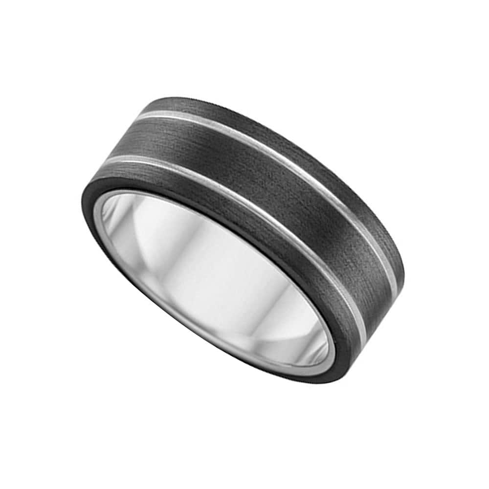Two tone Zirconium mens ring ZR4415