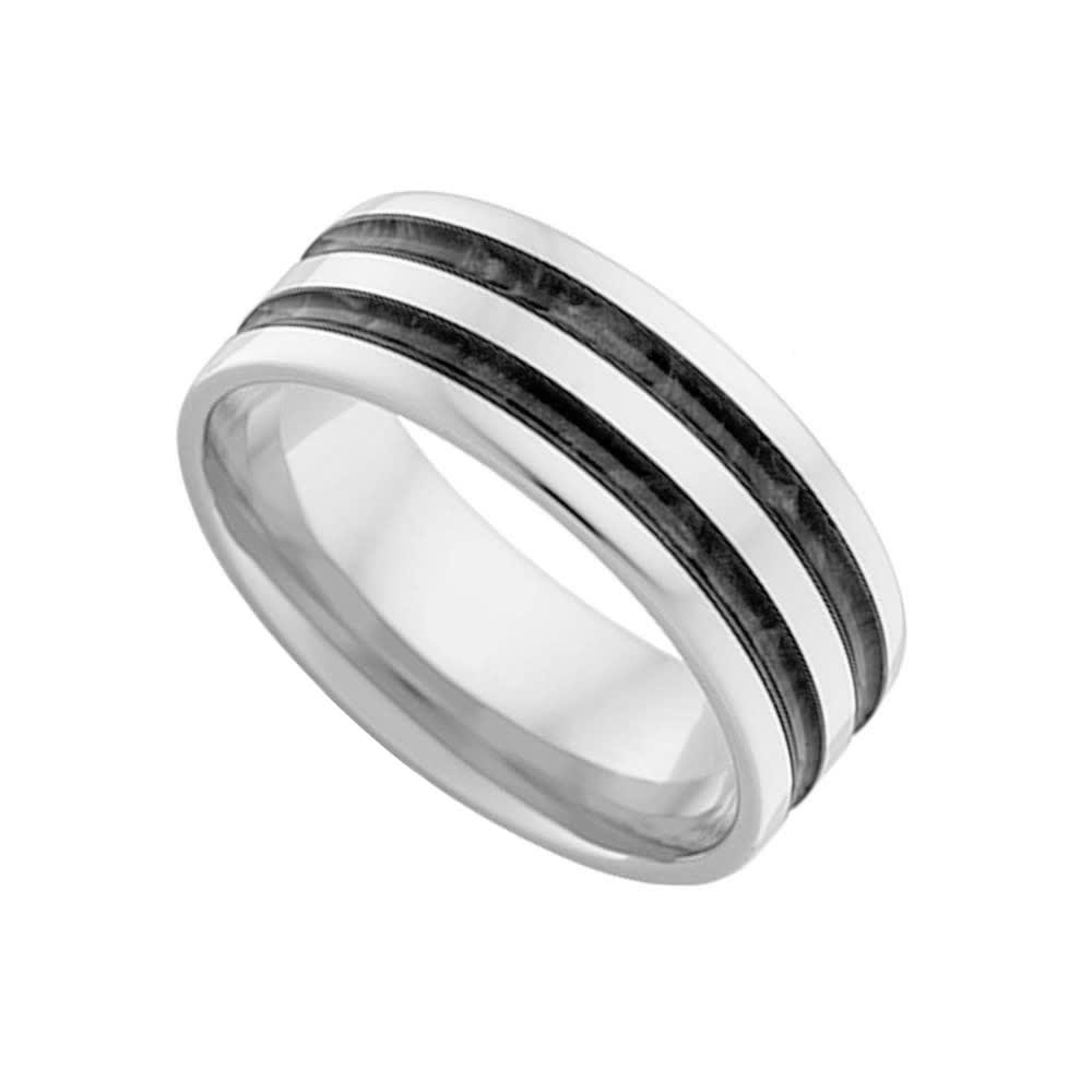 Black enamel Mens wedding ring j4357