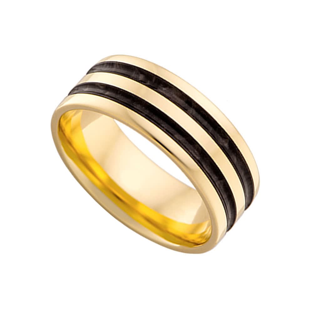 Black enamel Mens wedding ring j4357
