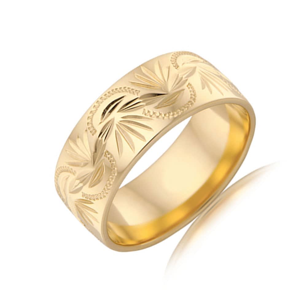 Carved Mens Wedding Ring C1602