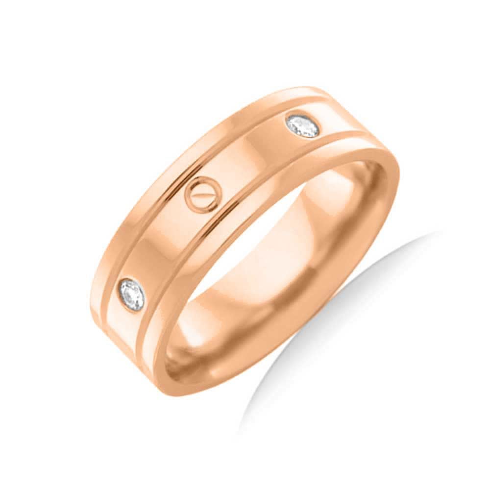 Diamond Grooved Mens Ring F3421