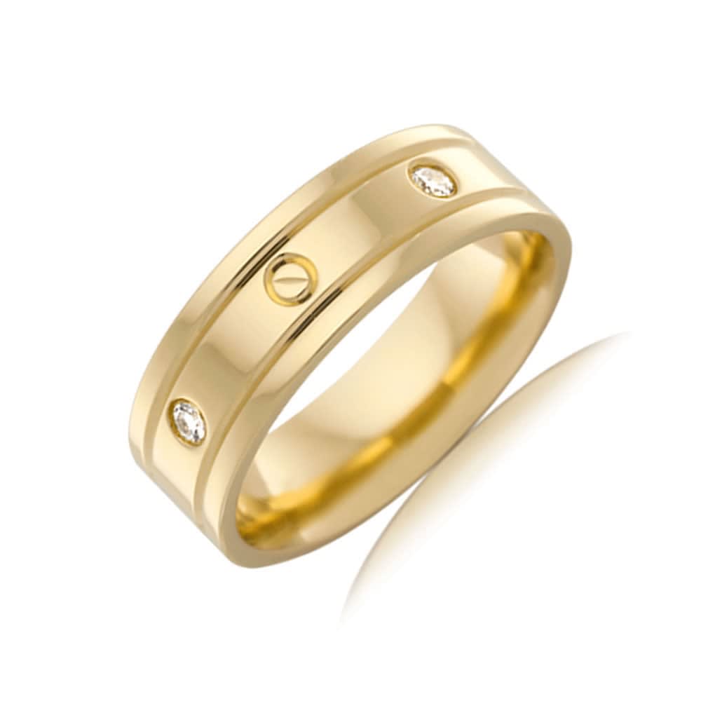 Diamond Grooved Mens Ring F3421