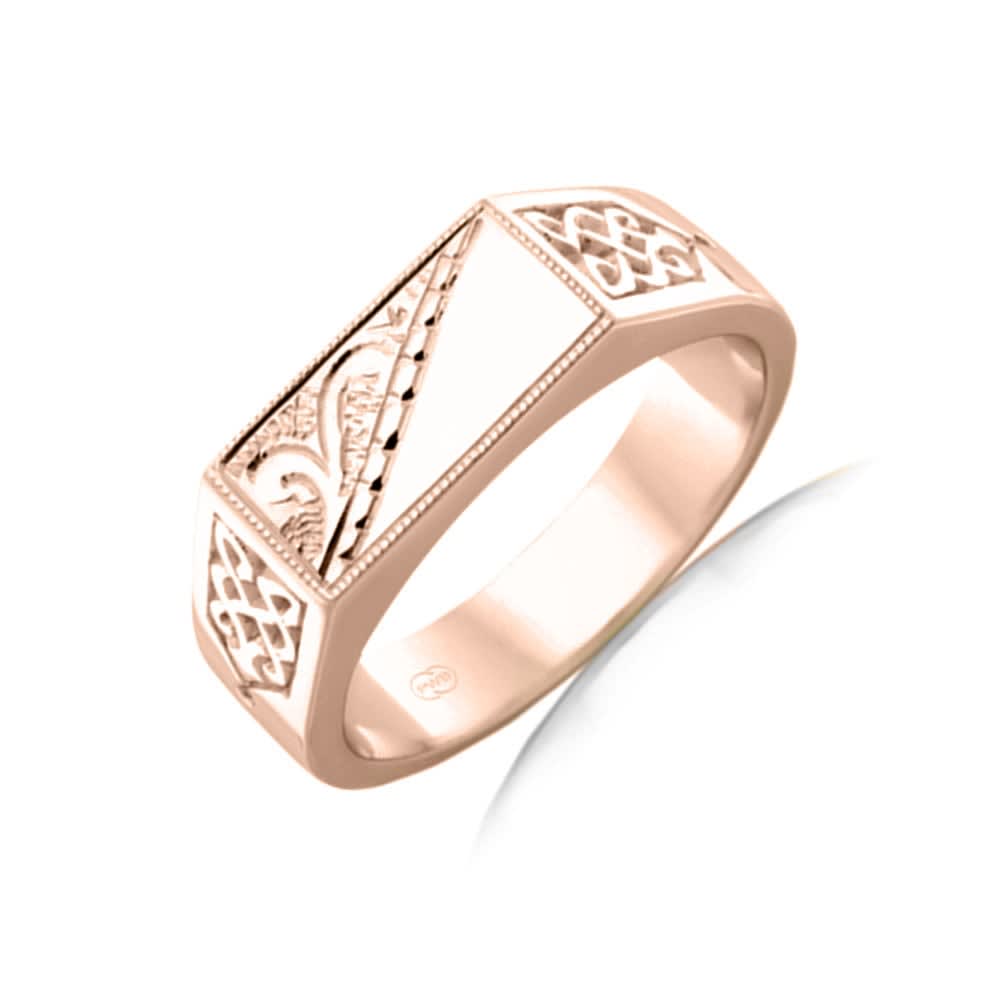 Carved mens signet ring