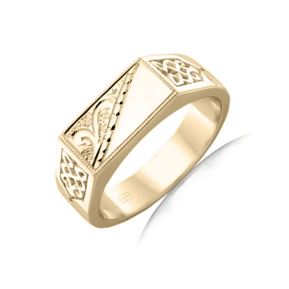 Carved mens signet ring