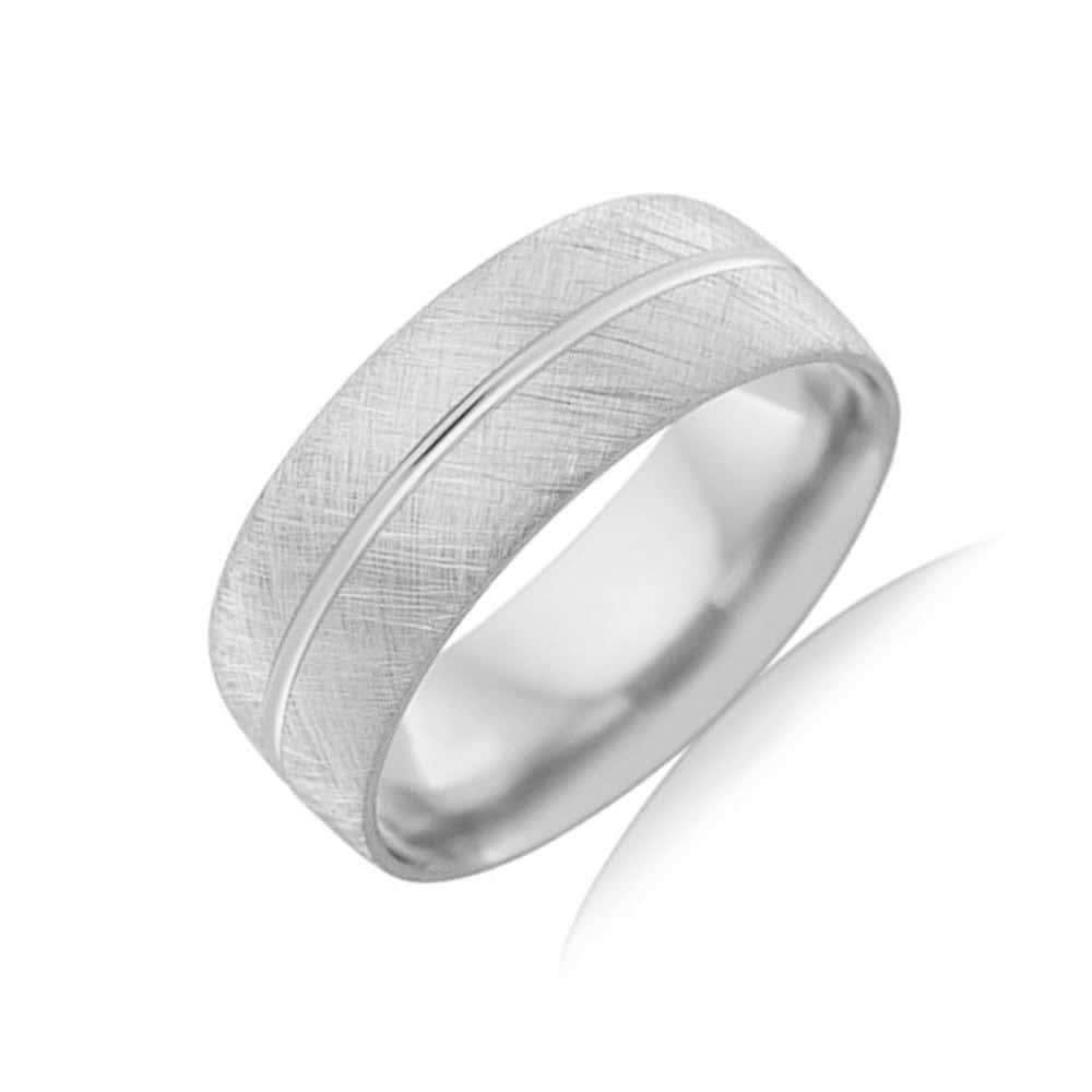 Centre grooved mens ring B2624