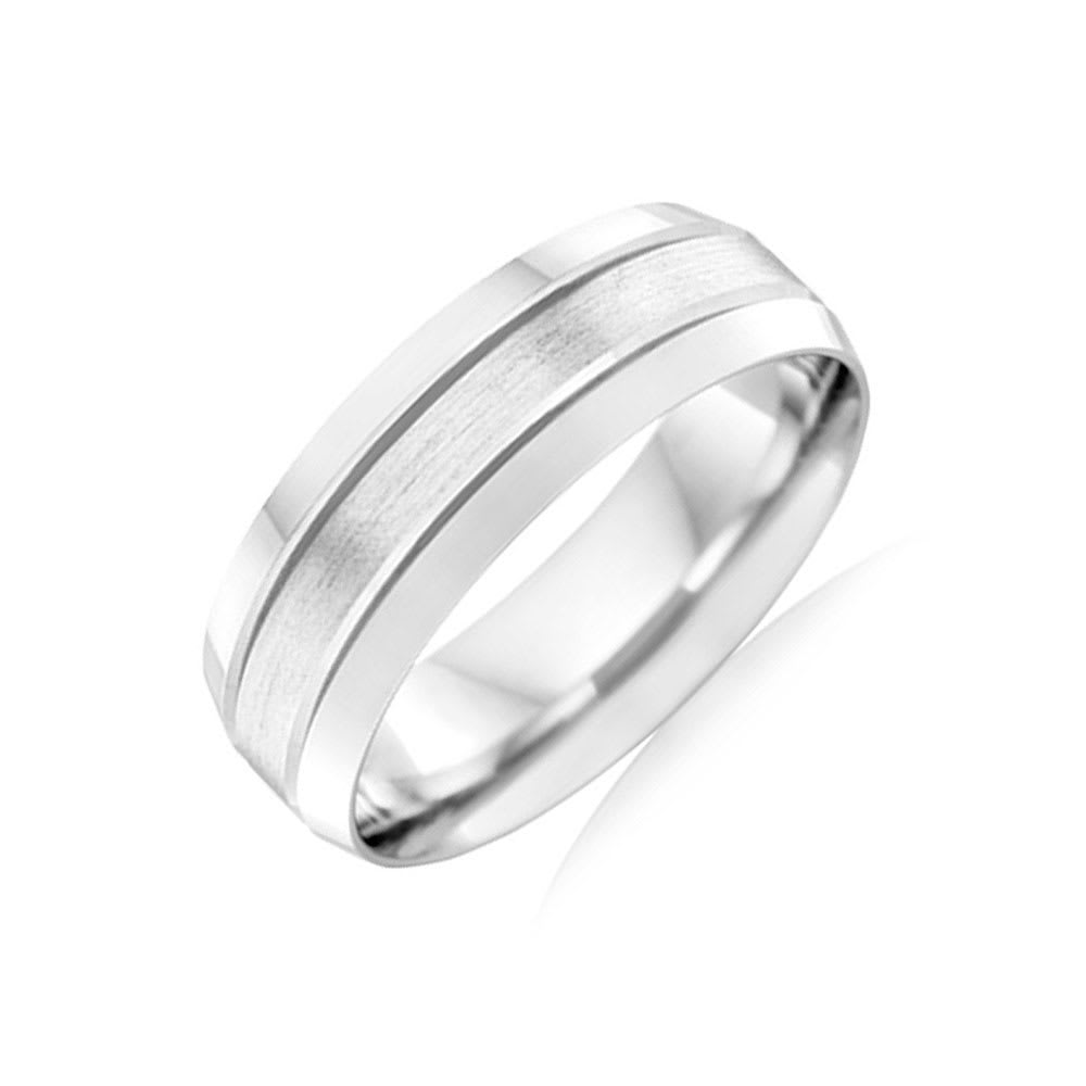 Dual Grooved Mens Wedding Band F2943