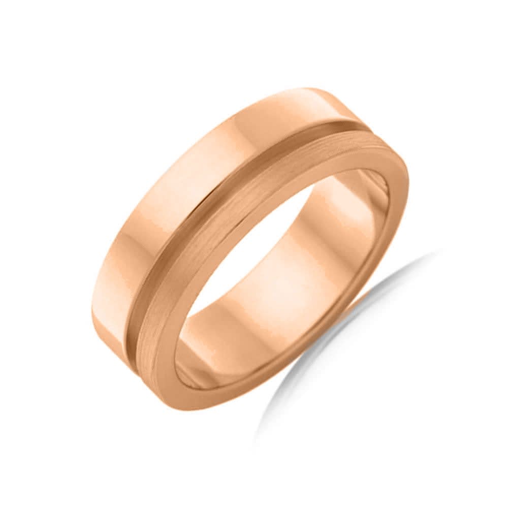 Side Grooved Mens Wedding ring F3441