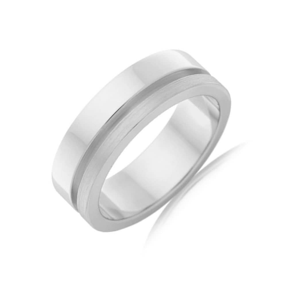 Side Grooved Mens Wedding ring F3441